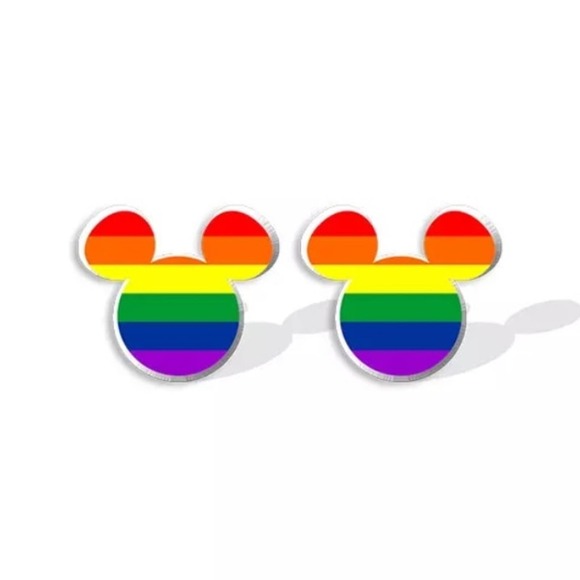Mouse Inspired Rainbow Pride  Stud Earrings - Picture 2 of 4